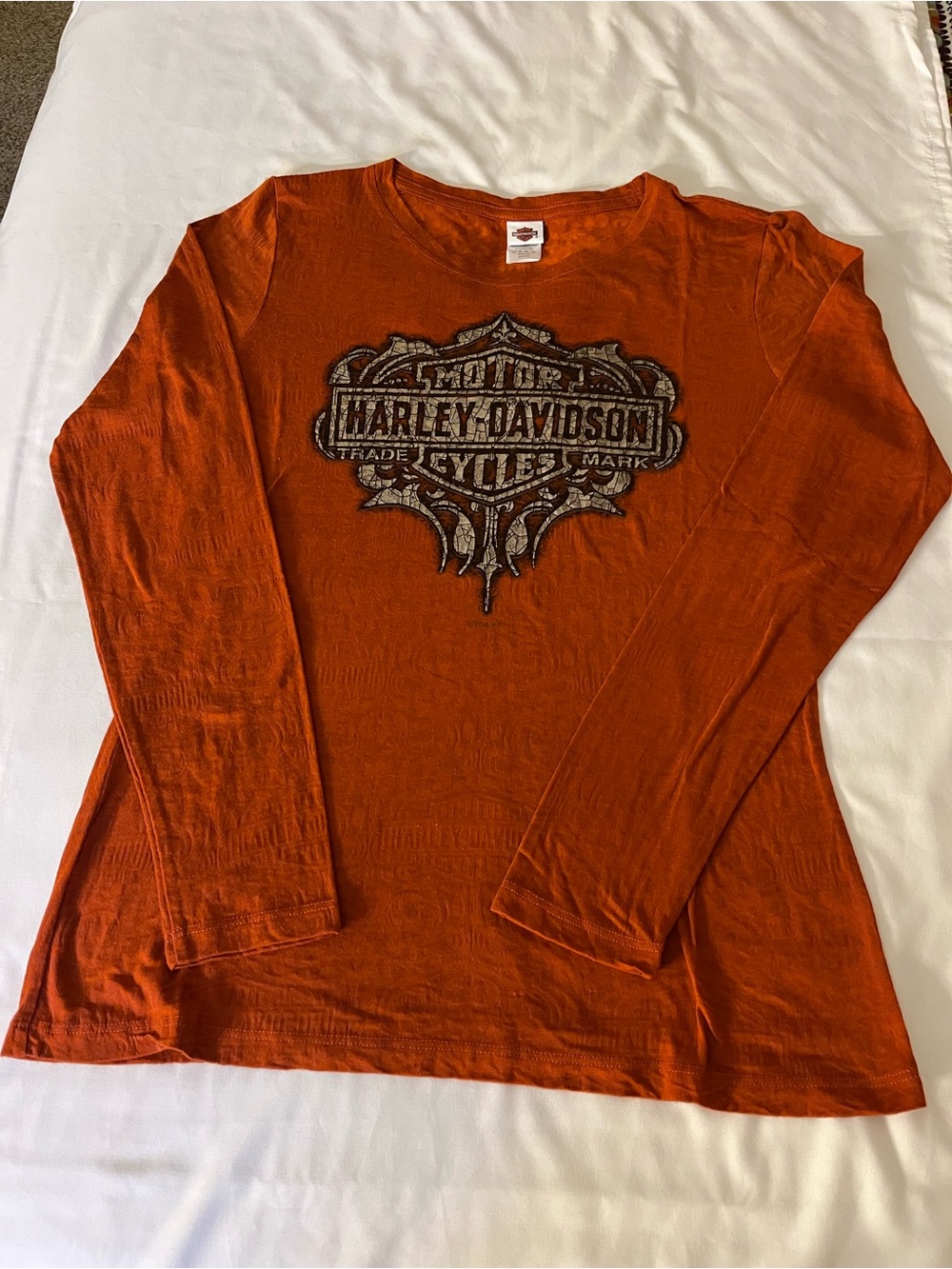 Harley-Davidson Men’s Long-Sleeve Orange Graphic Tee